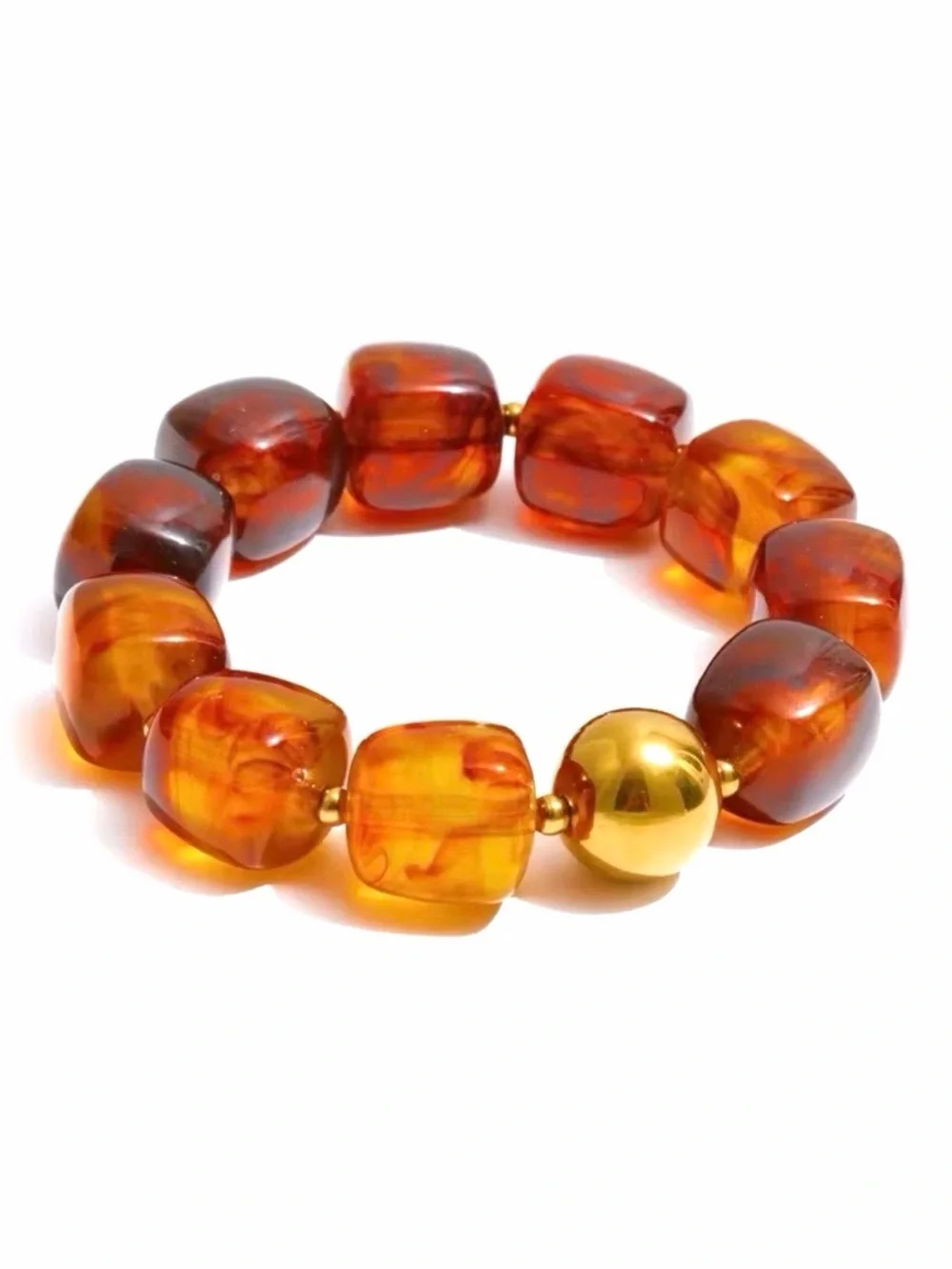 New Vintage-Style Amber Bead Stretch Bracelet
